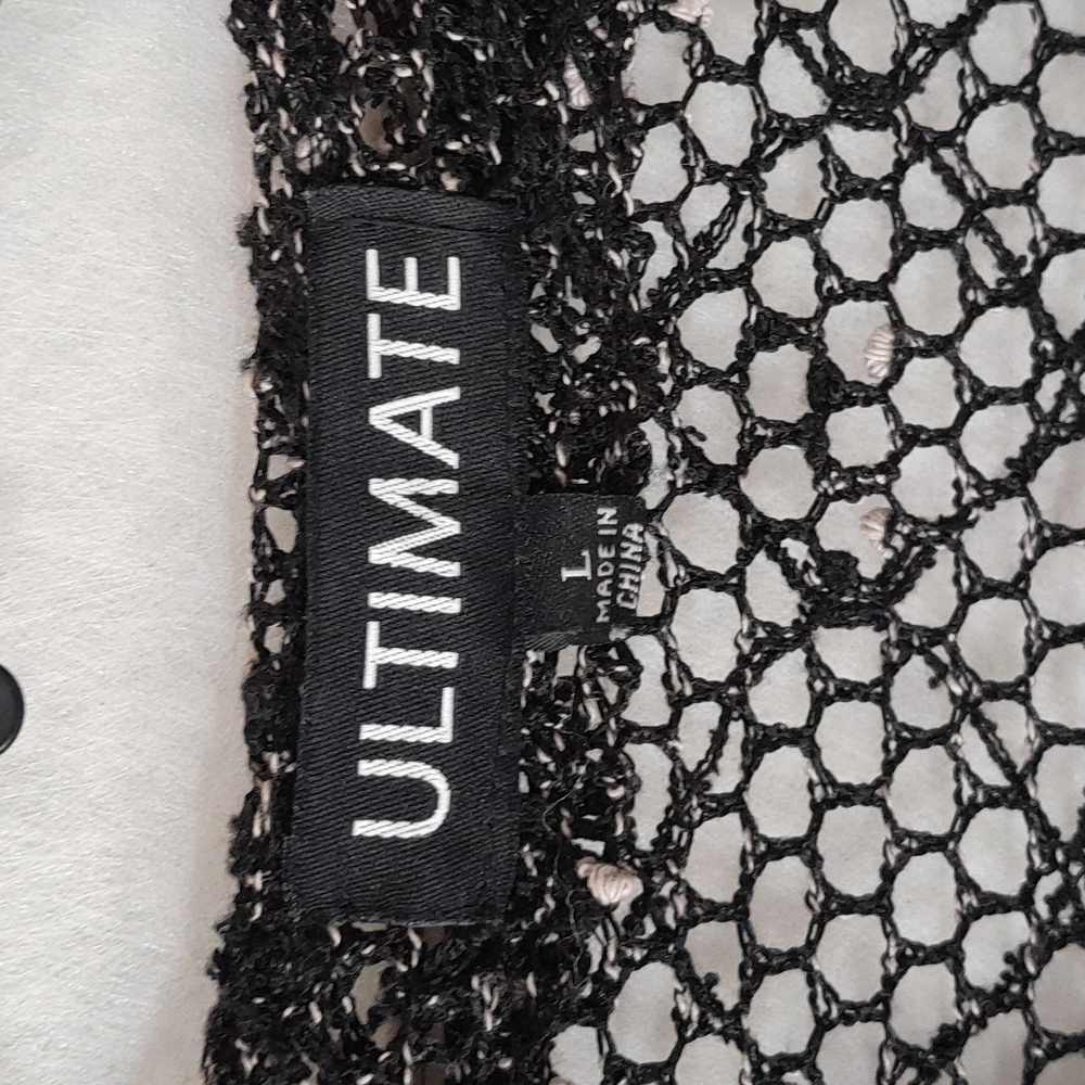 Ultimate Sheer Black Net Women's Short Sleeve Overlay Top Large - Picture 5 of 5
